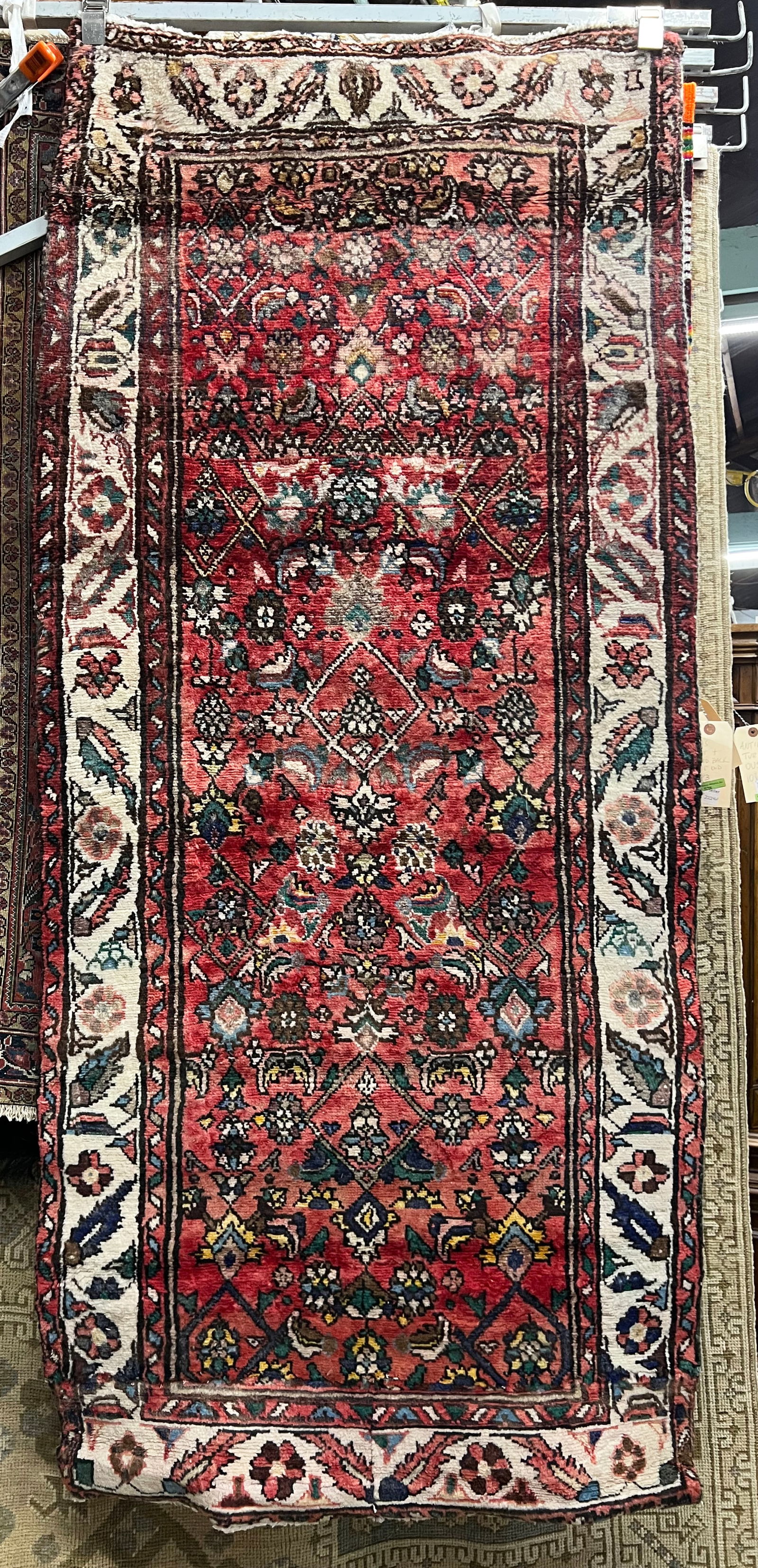 3' x 6' 3" Salmon & Beige Runner Rug, AS IS. (1 of 2)