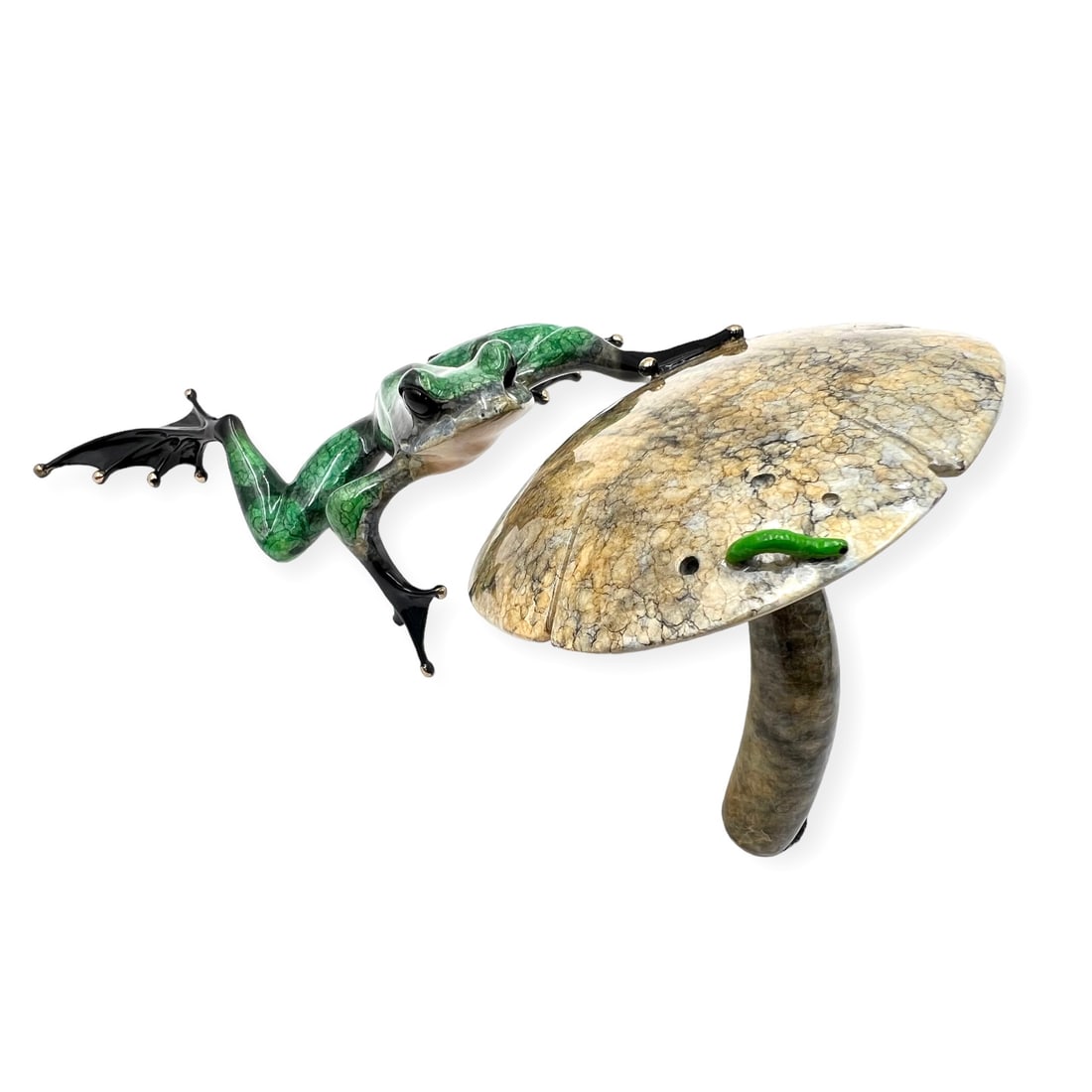 Tim Cotterill Bronze Frog w/ Toadstool Mushroom. (1 of 4)