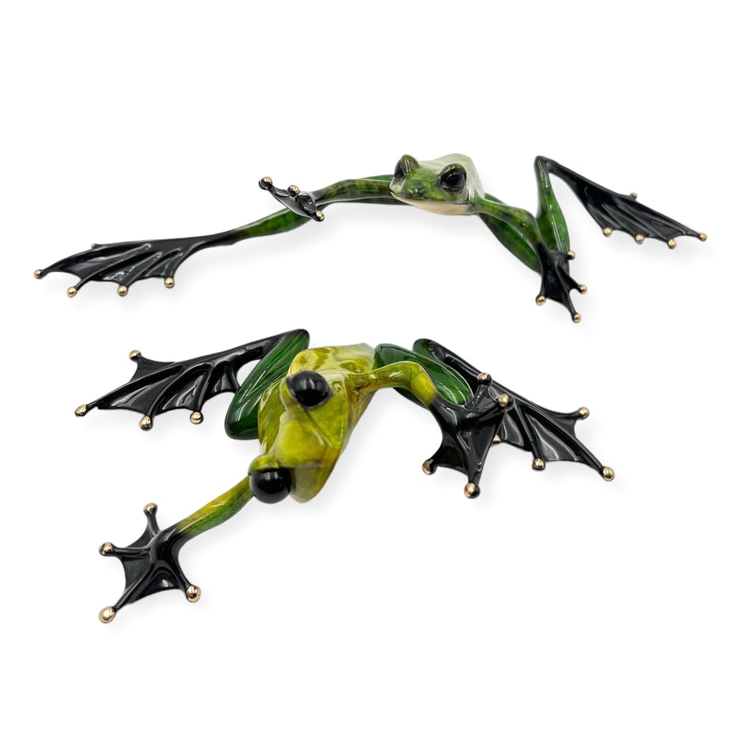 Lot of 2 Tim Cotterill Bronze Green Frogs. (1 of 3)