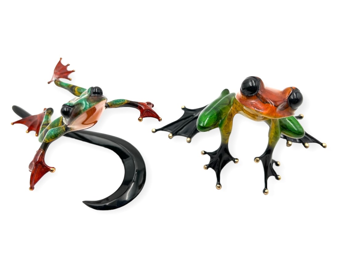Lot of 2 Tim Cotterill Bronze Multicolor Frogs. (1 of 3)