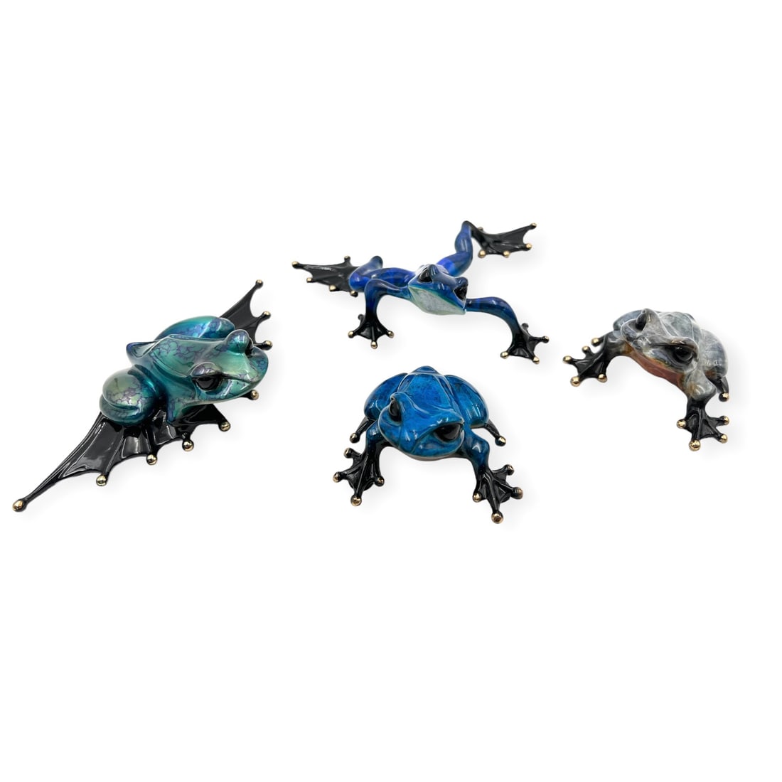 Lot of 4 Tim Cotterill Bronze Blue Brogs. (1 of 3)