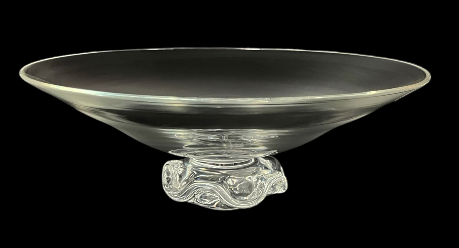 Large Unsigned Steuben (?) Glass Centerpiece Bowl. (1 of 2)