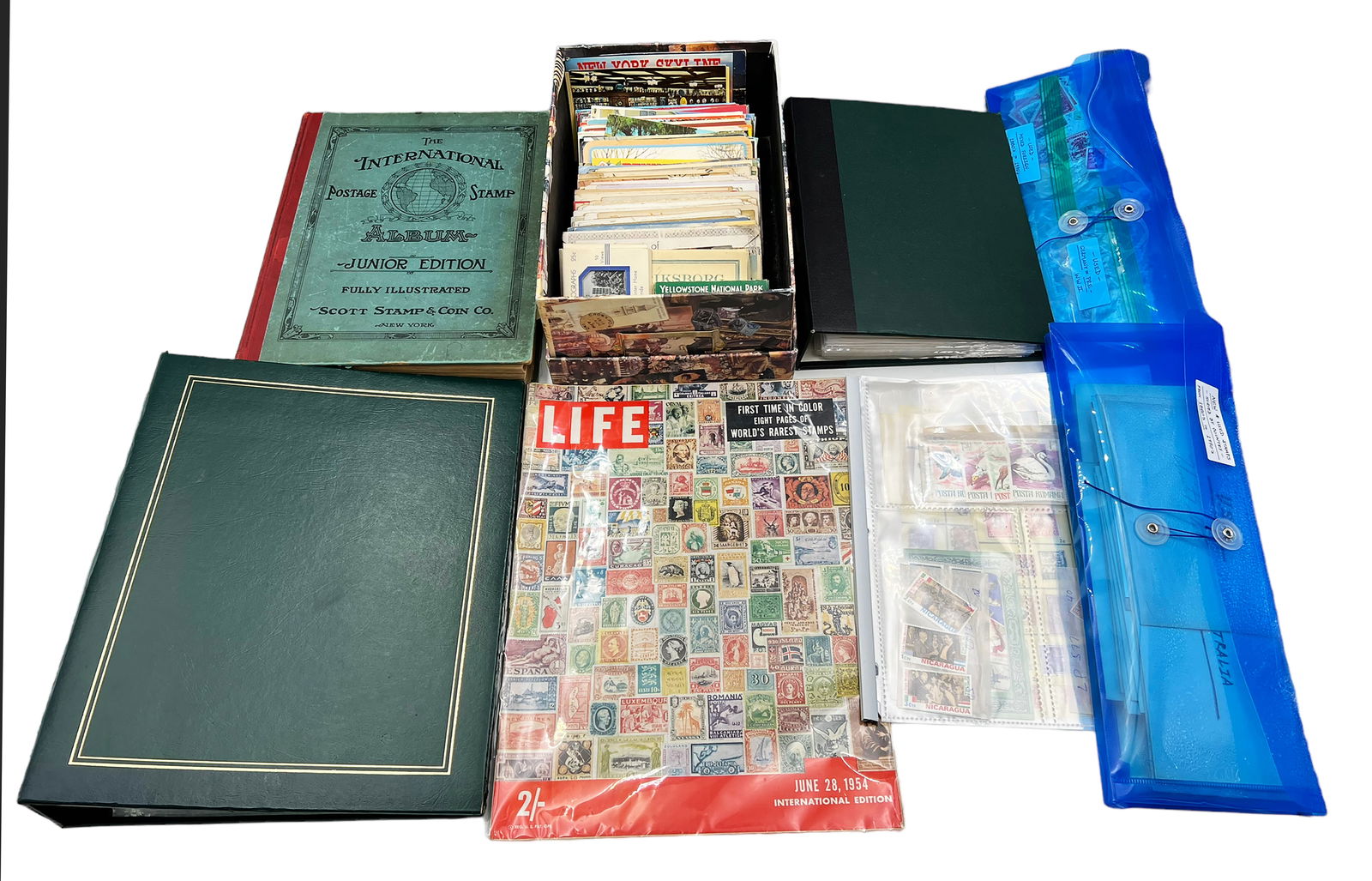 Lot of Antique Postcards, Stamps, and Albums. (1 of 12)