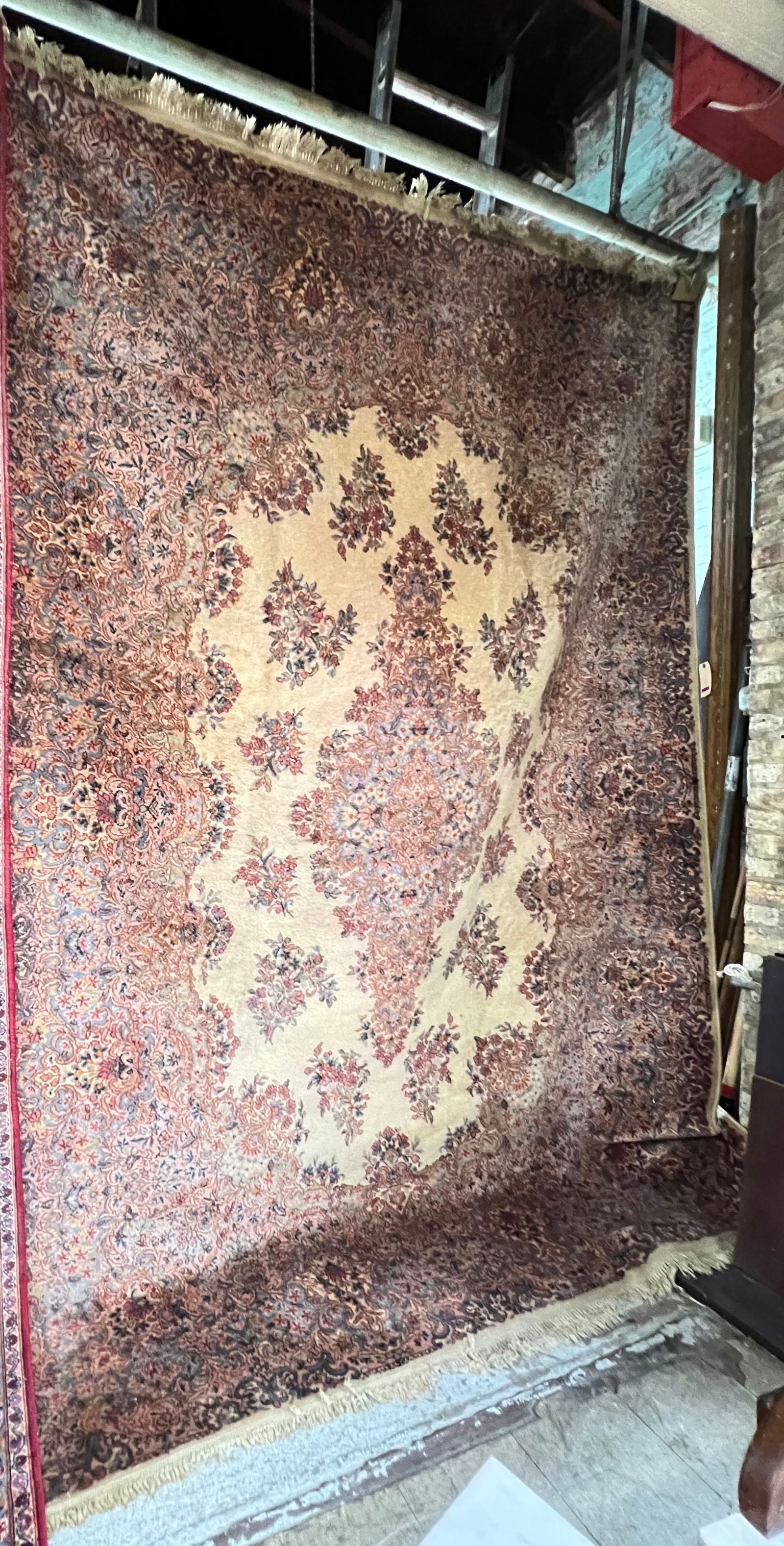 8' 7" x 11' 10" Beige & Blue Kirman Rug. (1 of 3)