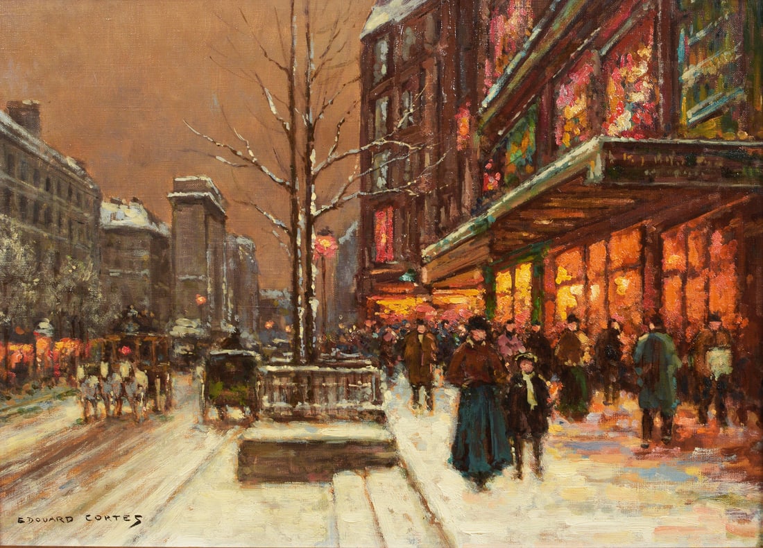 Street Scene Painting Signed Edouard Cortes. (1 of 7)