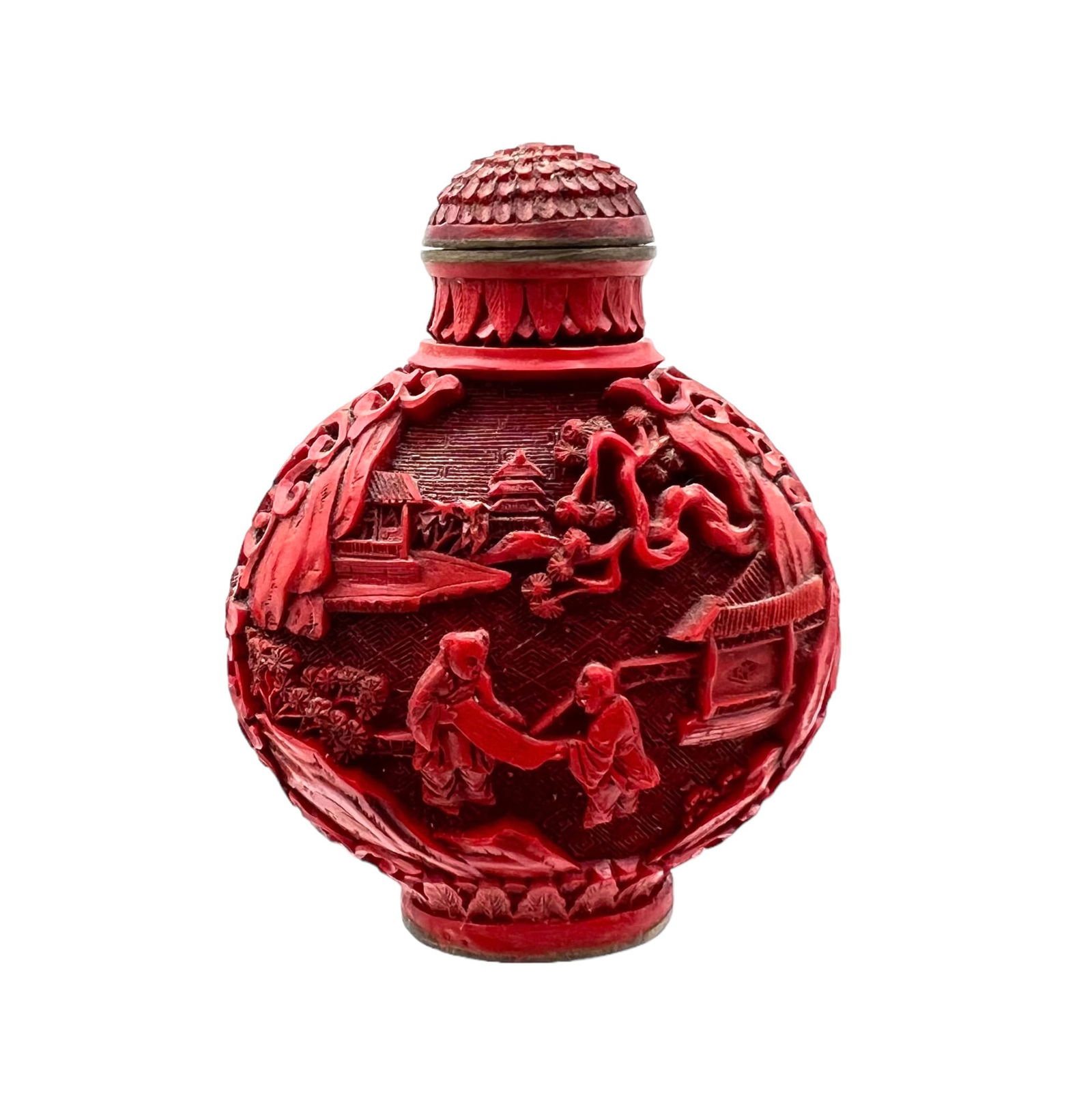 Fine Vintage Chinese Red Cinnebar Snuff Bottle. (1 of 5)