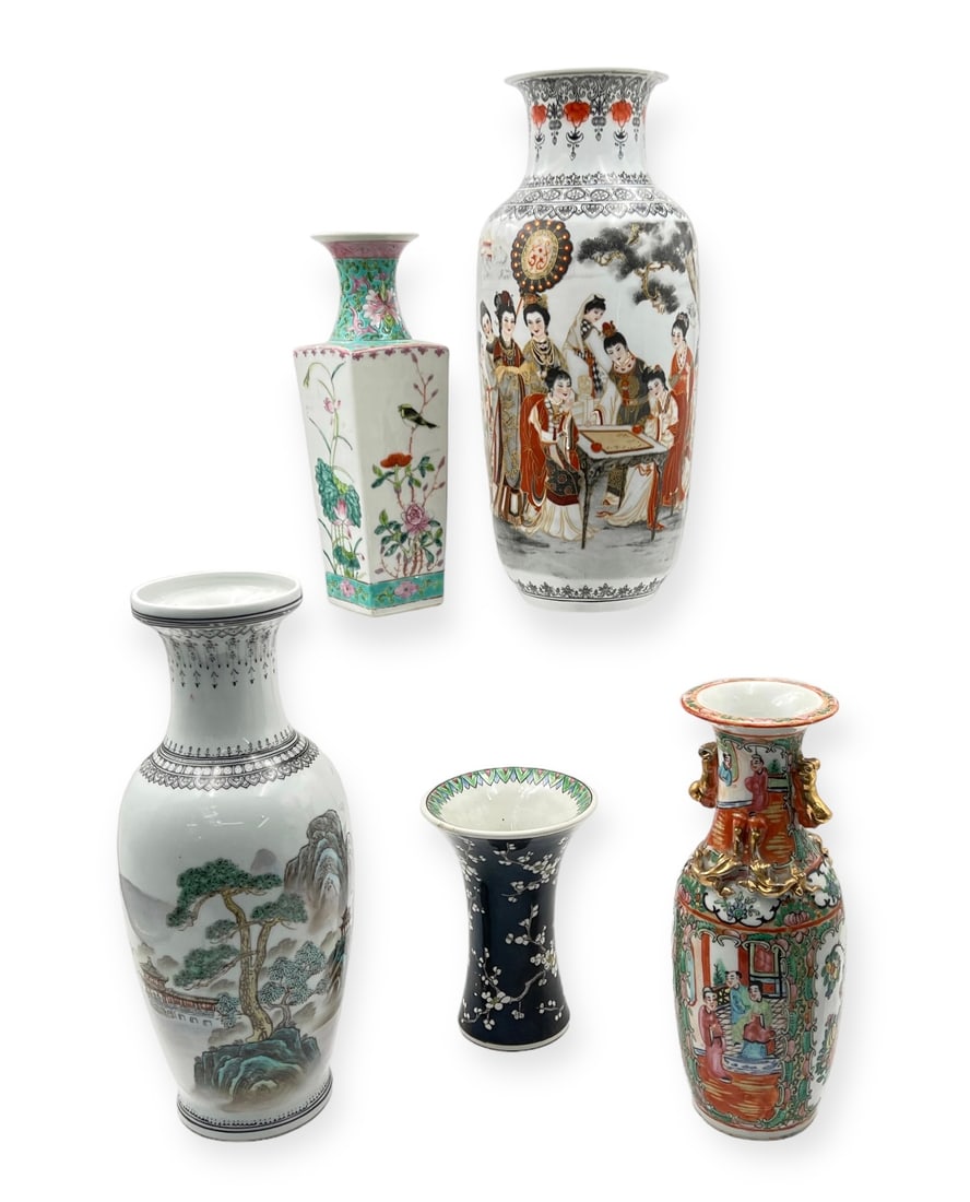 Lot of 5 Asian Porcelain Vases. (1 of 2)