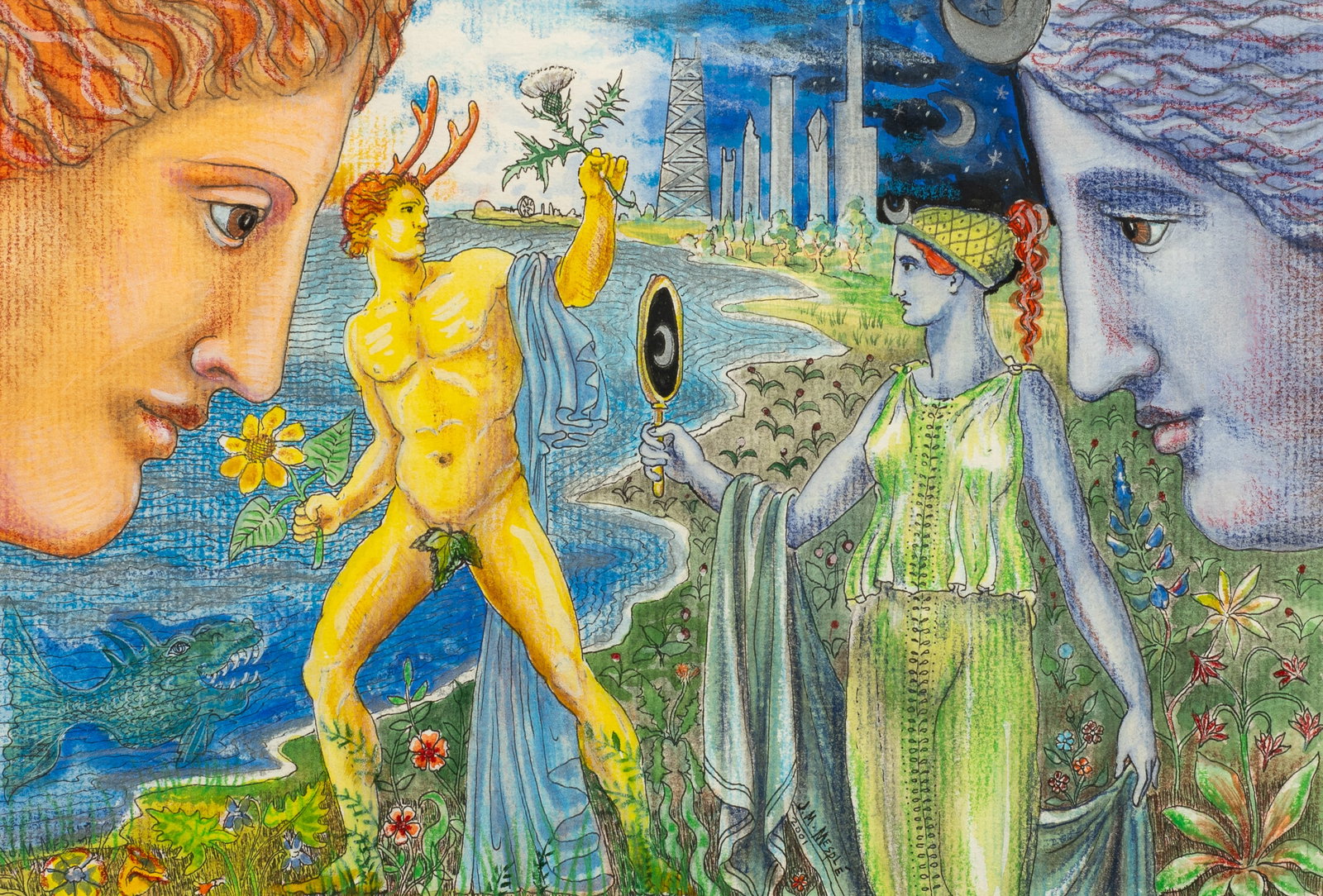 "Dawn", Ink & Gouache, James Mesple. (1 of 5)