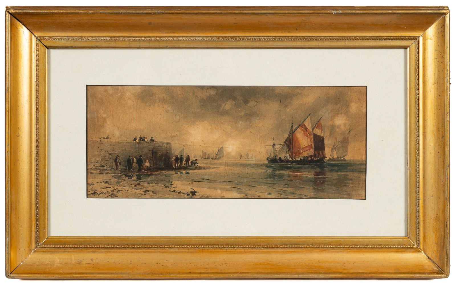 Harbor Scene Watercolor by Thomas Bush Hardy. (1 of 5)