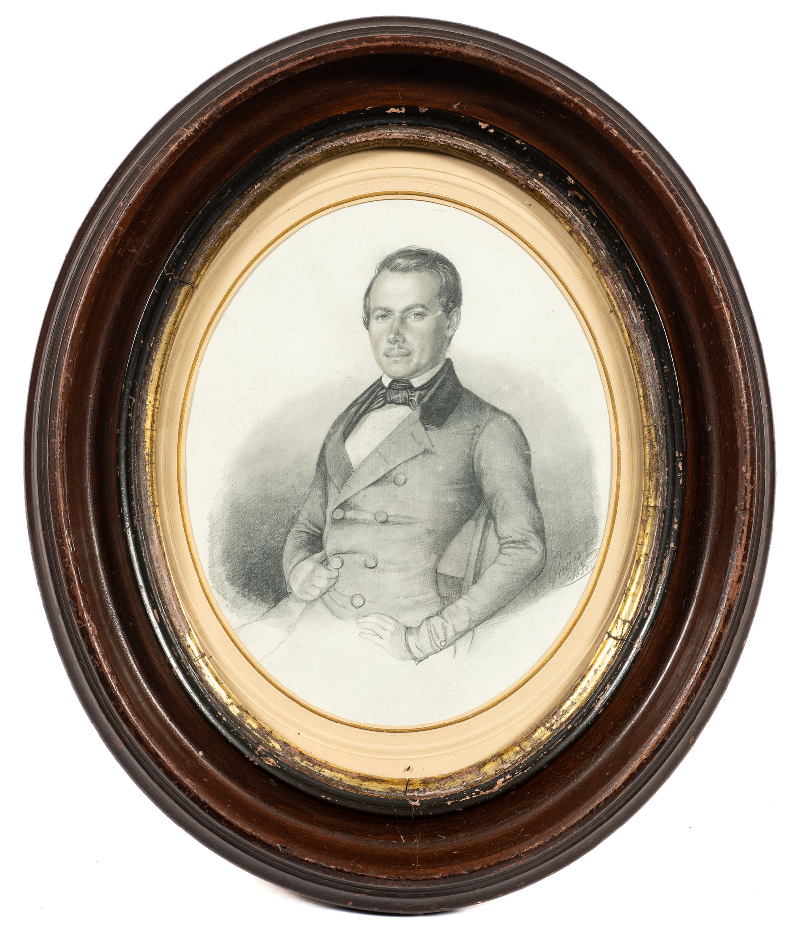 Antique Signed Graphite Portrait of a Man. (1 of 5)