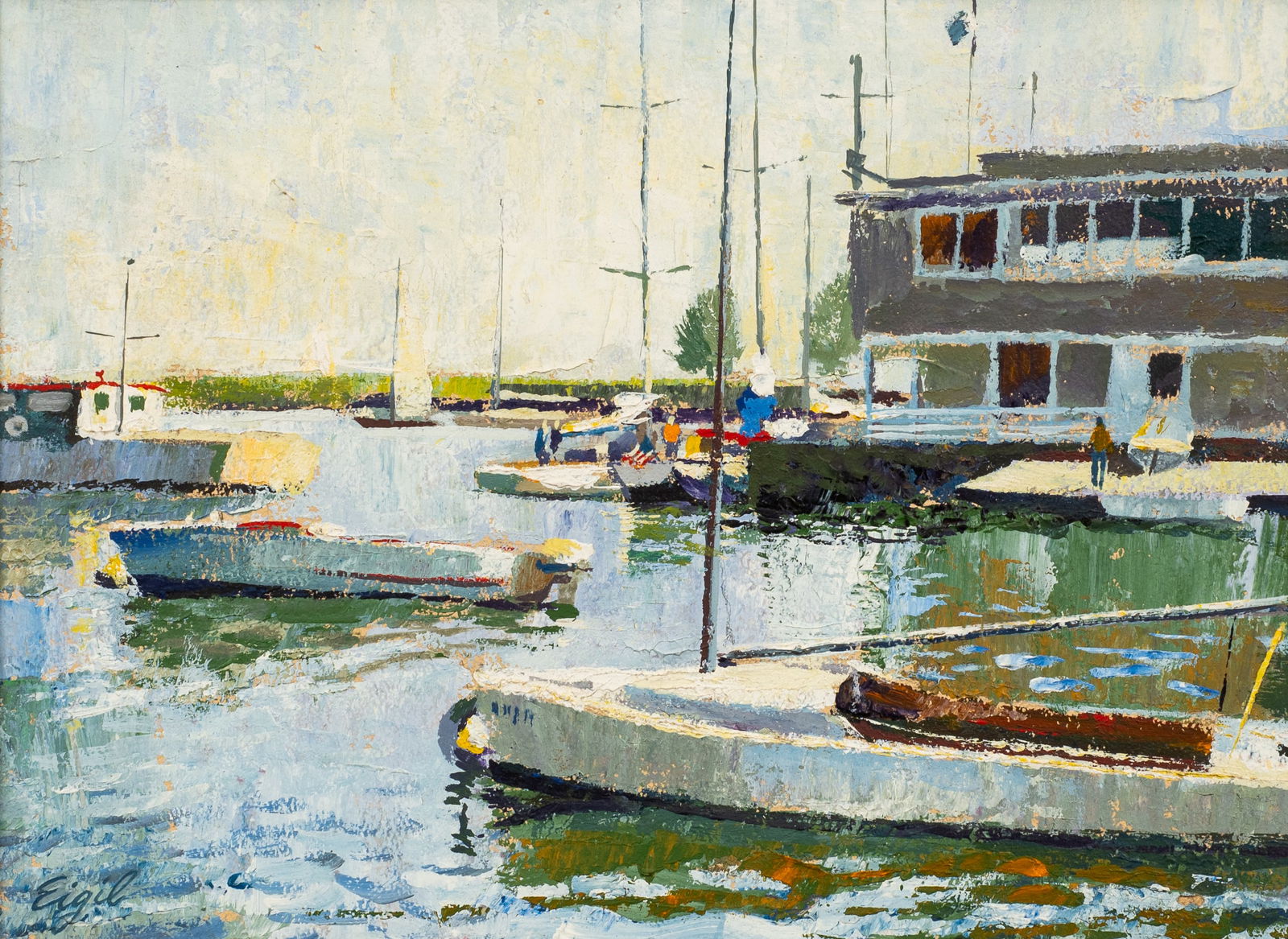 Painting of Belmont Harbor, Eigil Rasmussen. (1 of 5)