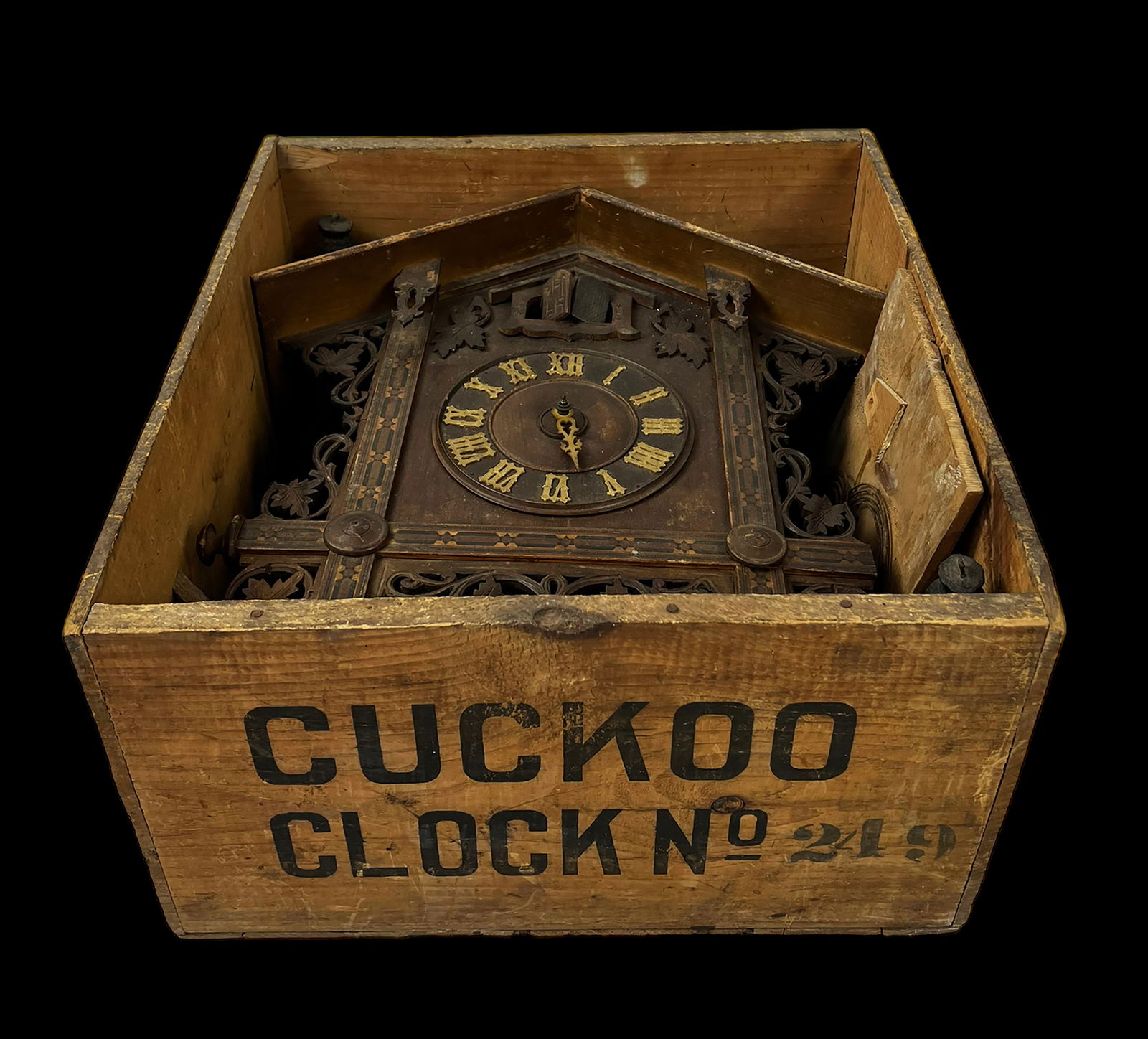 Black Forest Cuckoo Clock w/ Wood Crate- As Is. (1 of 4)