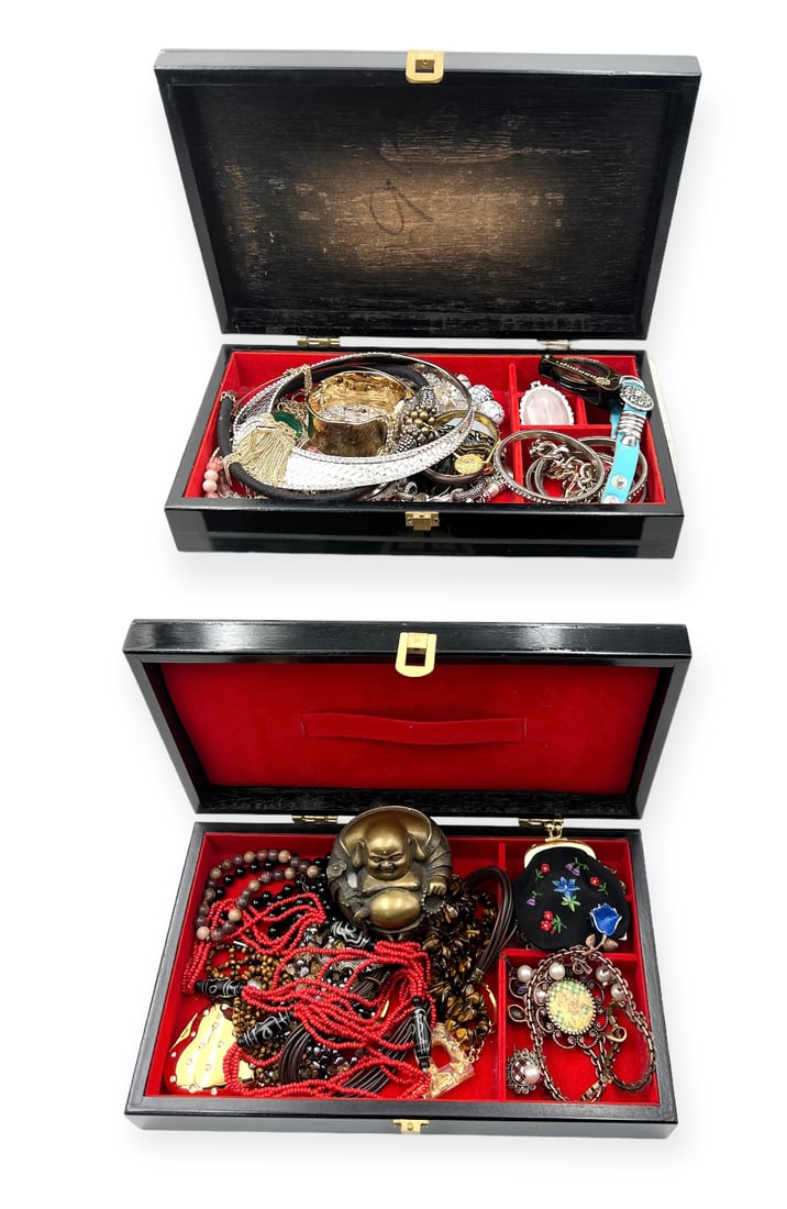 Lot: 2 Chinese Boxes with Assorted Jewelry. (1 of 3)