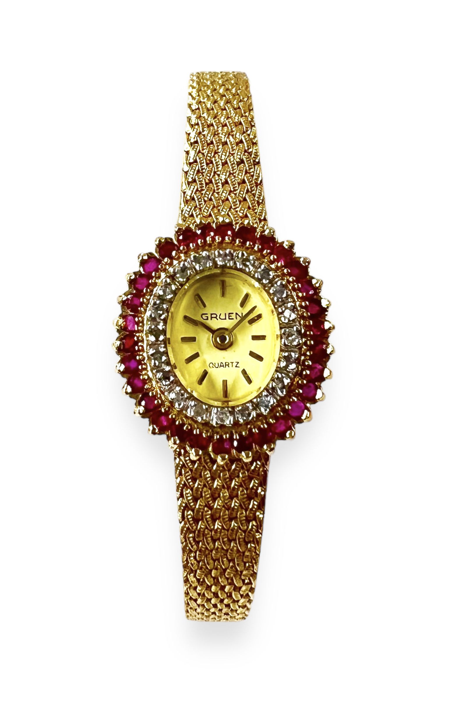 Gruen Quartz Ladies' Watch w/ Rubies & Clear Stone (1 of 3)