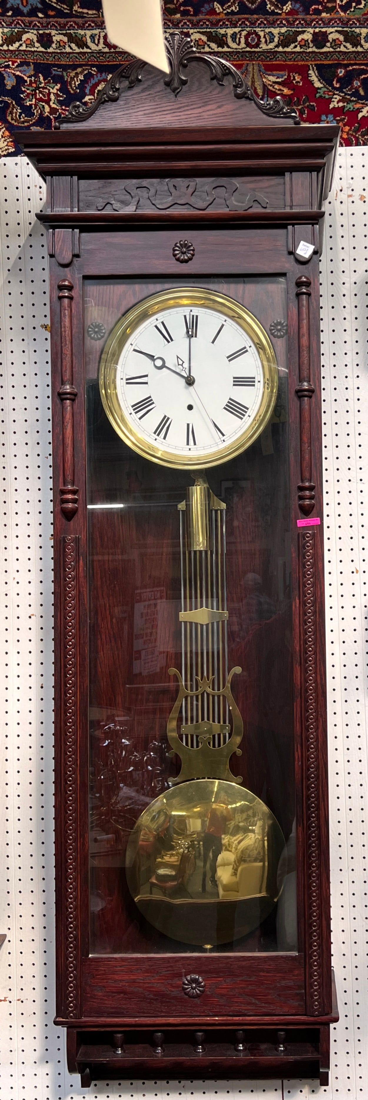 Mahogany French? Oak Long Case Regulator Clock. (1 of 1)