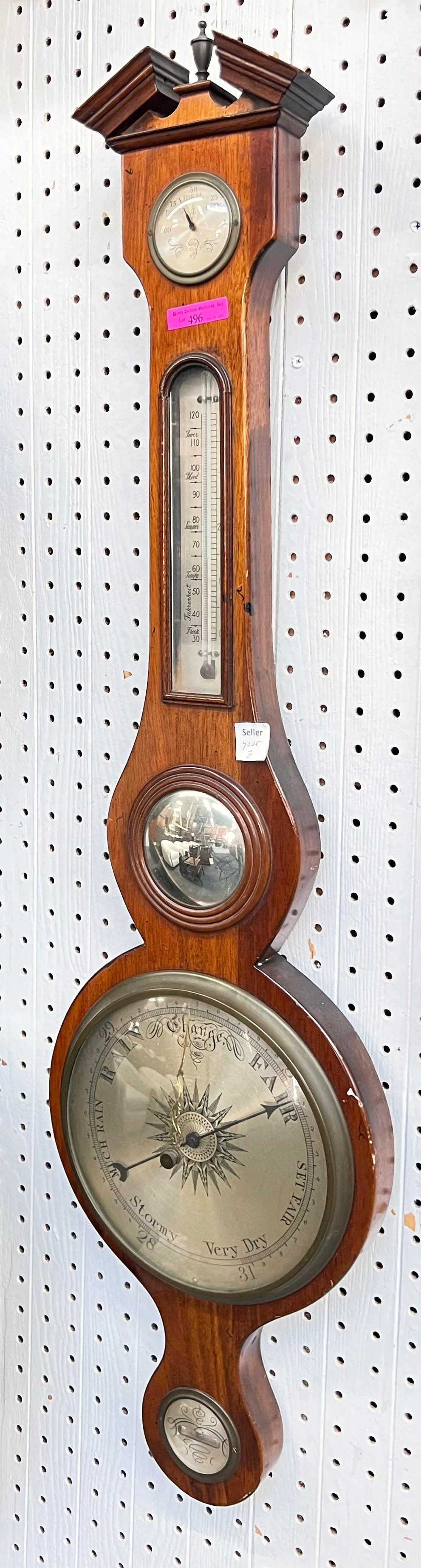 English Style Mahogany Wall Hanging Barometer. (1 of 2)