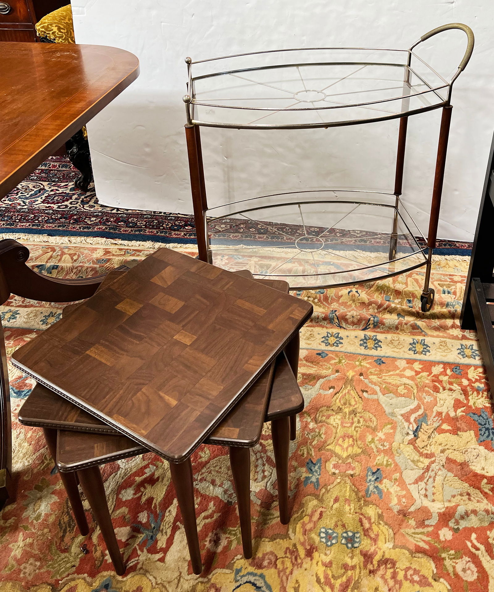 Mid-Century Modern Bar Cart and Nesting Tables. (1 of 2)