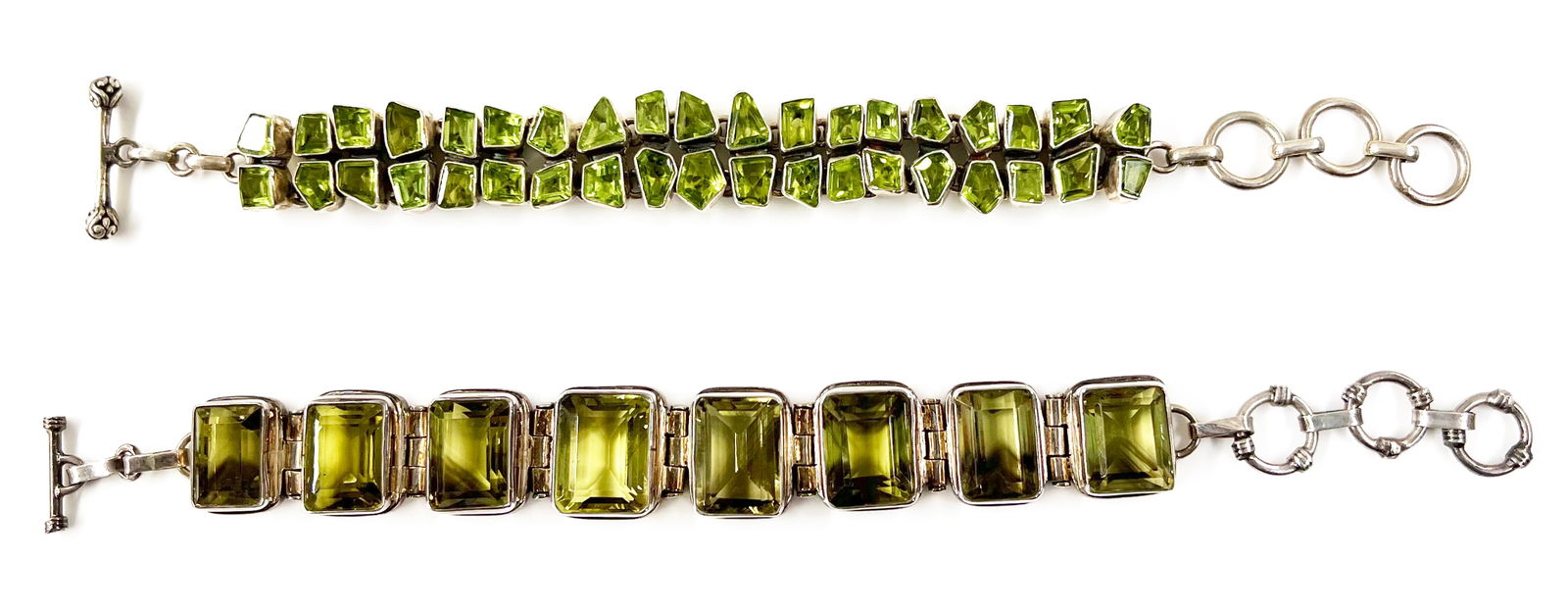 Lot: 2 Sterling Bracelets: Lemon Quartz & Peridot. (1 of 2)