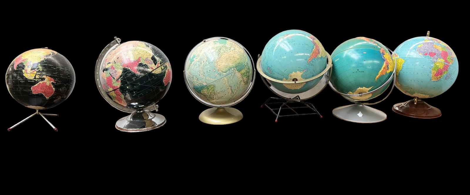 Lot of Six Vintage Desktop Globes. (1 of 1)