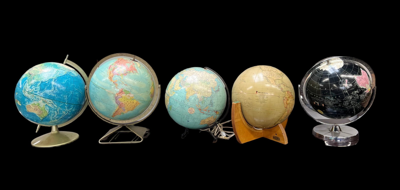 Lot of Five Vintage Desktop Globes. (1 of 1)