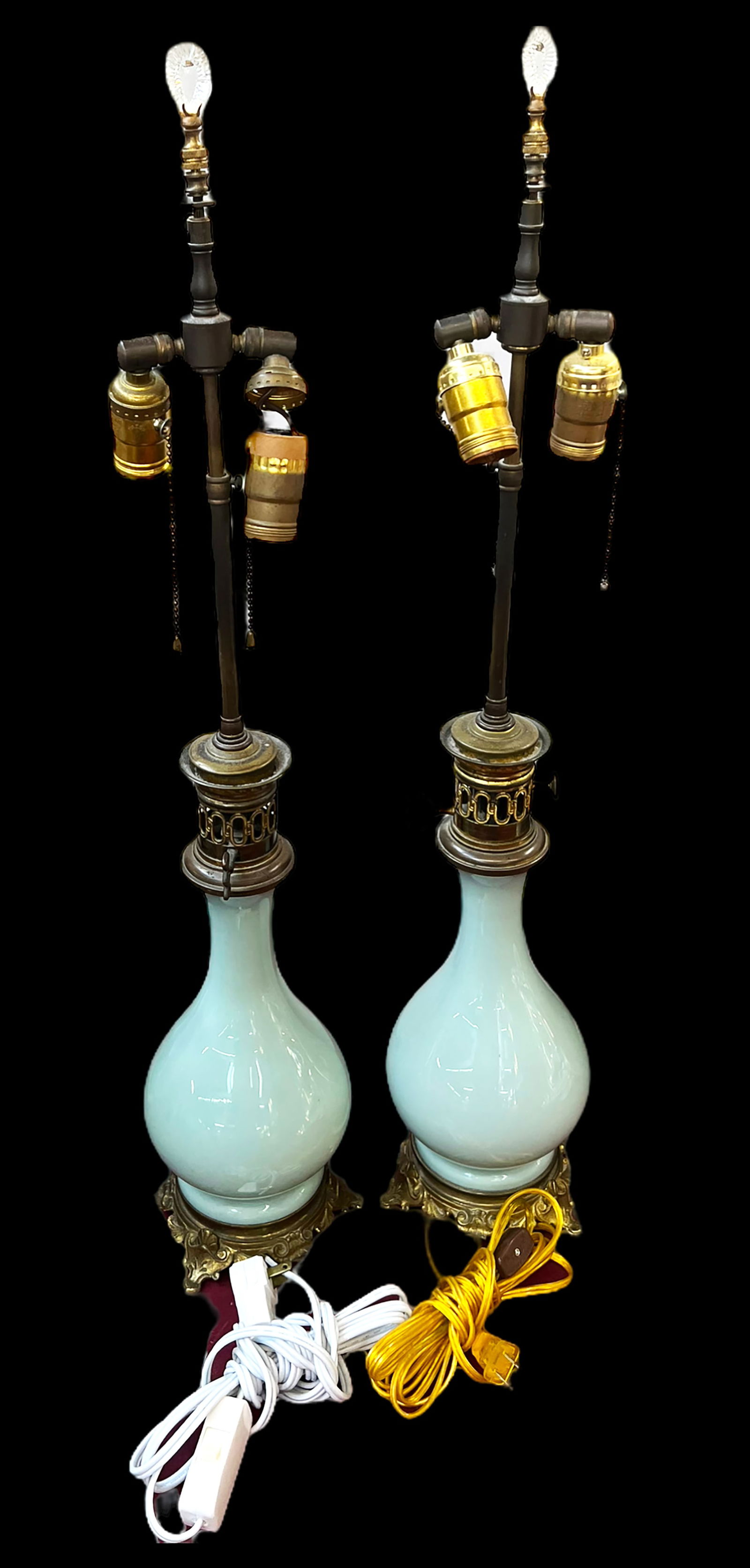 Pair of 19th Century French Porcelain Lamps. (1 of 4)