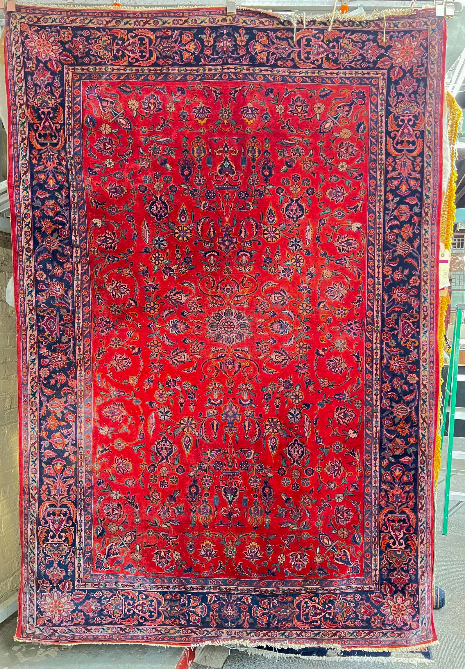 5' 8" x 8' 4" Red Field Persian Kashan Rug. (1 of 2)