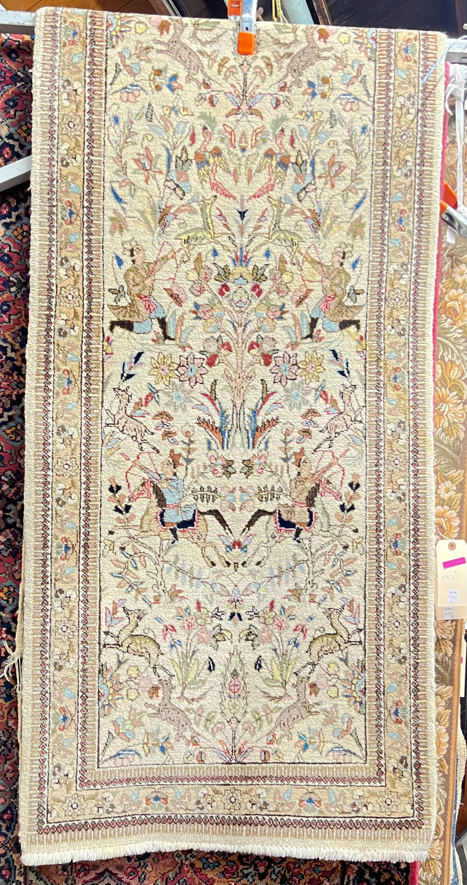 2' 9" x 10' Hunting Design Ivory Runner Rug. (1 of 3)