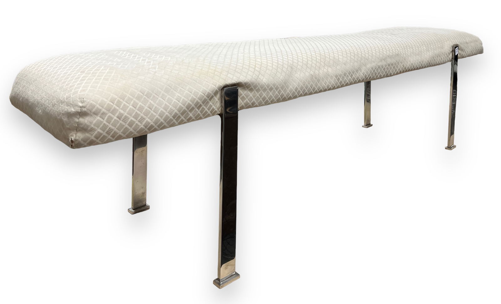 Modern Chrome and Upholstered Bench. (1 of 1)