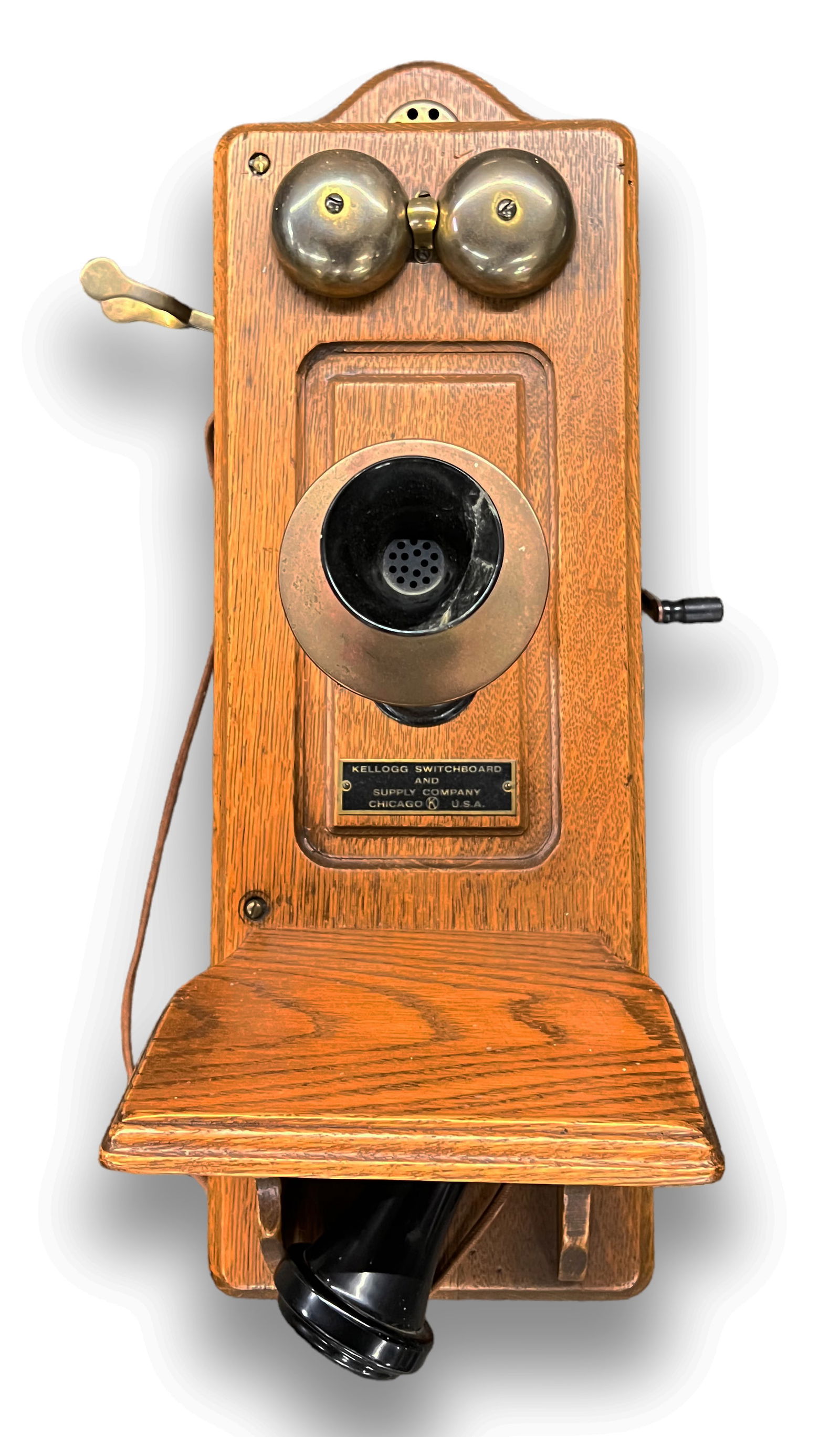 Kellogg Oak Crank Wall Telephone. (1 of 4)