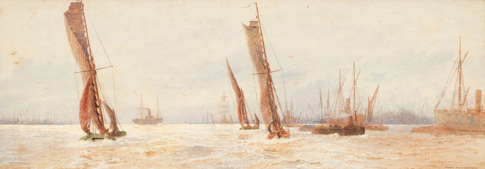 Thames Below Greenwich Watercolor, Frederick Goff. (1 of 8)