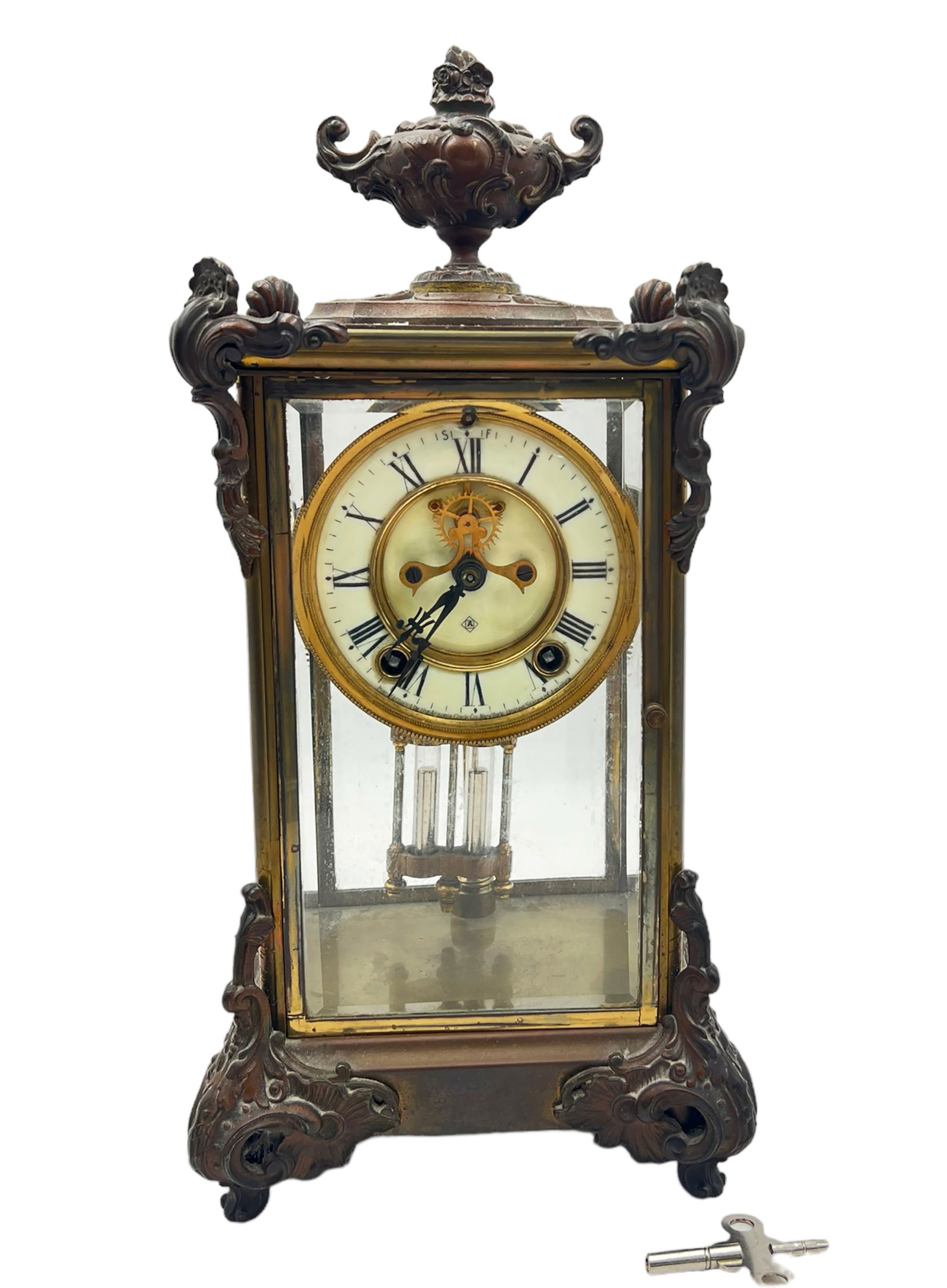 Ansonia Crystal Regulator Clock w/ 8 Day Movement. (1 of 4)