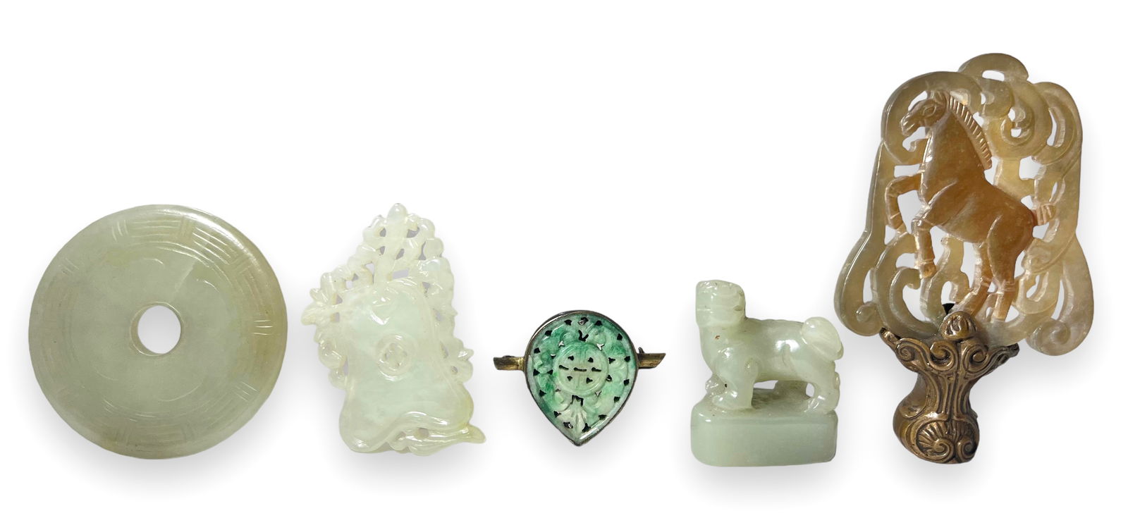 Lot: 5 Assorted Jade & Jadeite Pieces. (1 of 2)