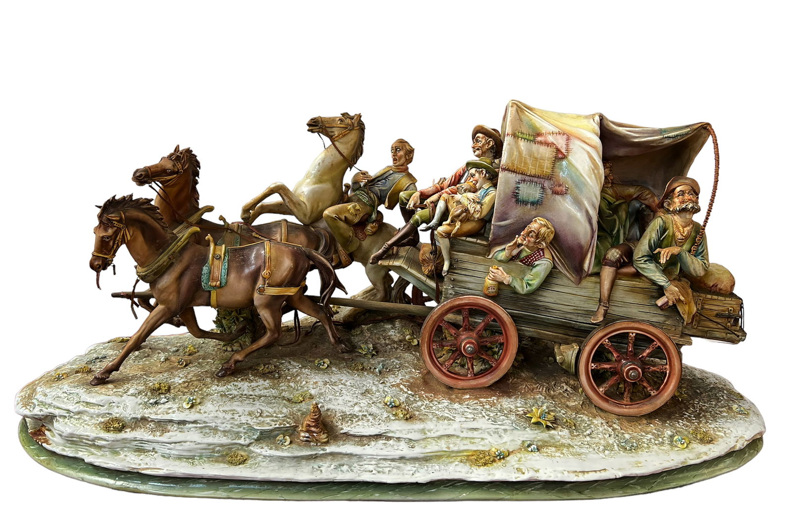 Lg. Borsato Figural Group - Covered Wagon Scene. (1 of 6)