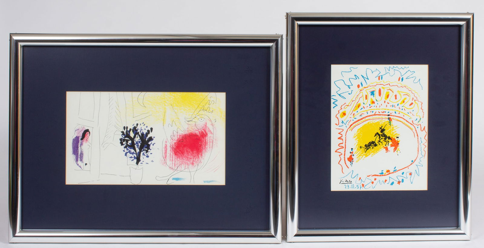 Lot of 2 Lithographs - After Picasso & Chagall. (1 of 13)