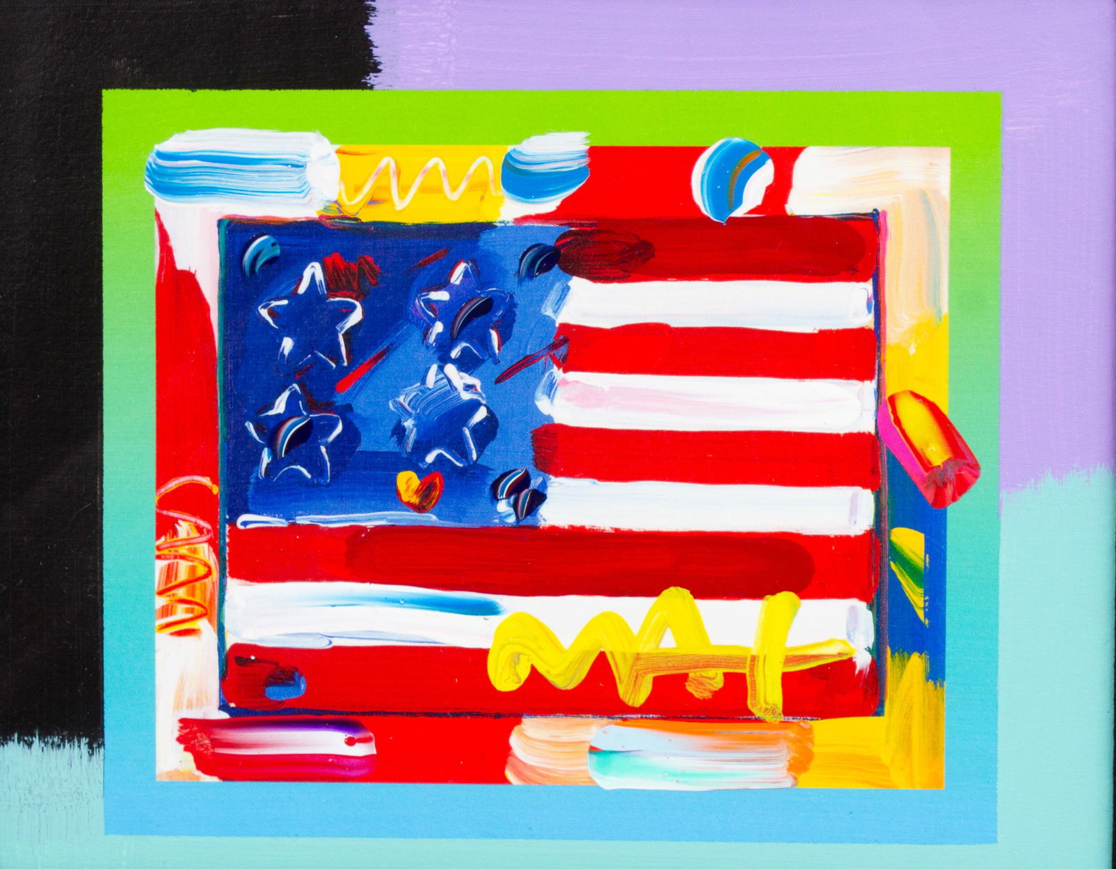 Flag with Heart on Blends, Peter Max. (1 of 6)