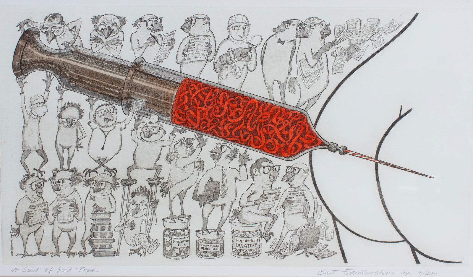 "A Shot of Red Tape", Etching by Curt Frankenstein (1 of 6)