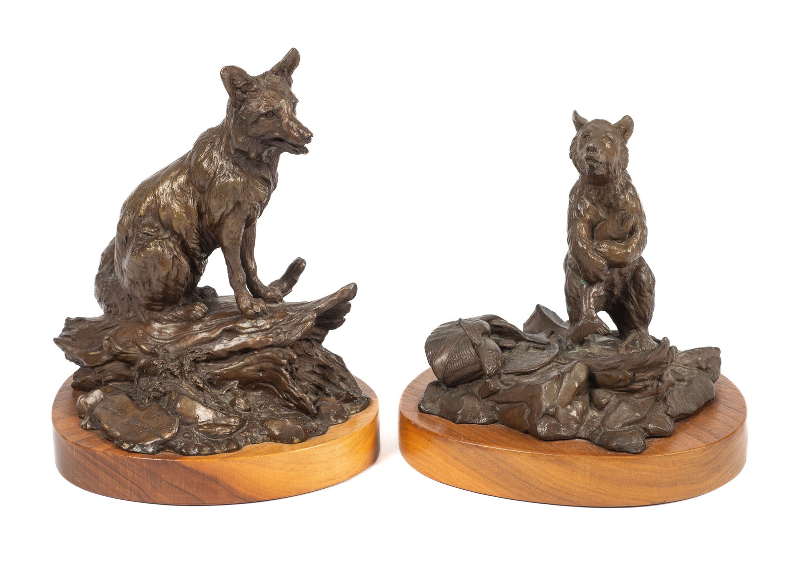 Lot of 2 Clark Bronson Bronzes- Fox & Bear. (1 of 7)