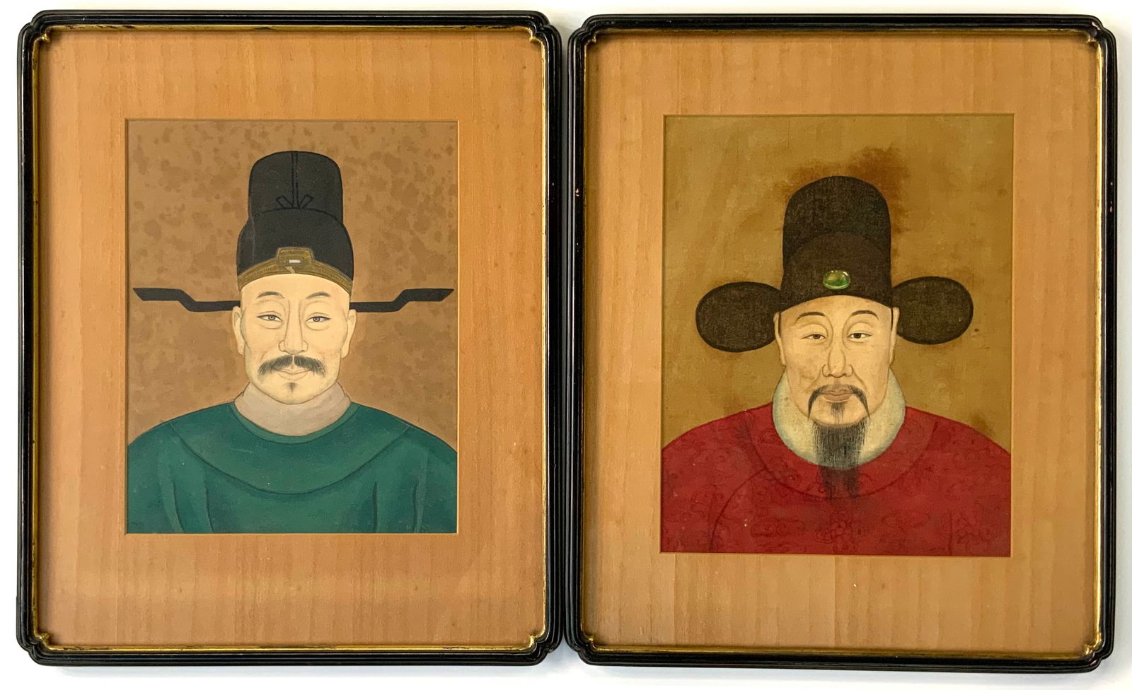Pair of Asian Ancestral Painted Portraits. (1 of 1)