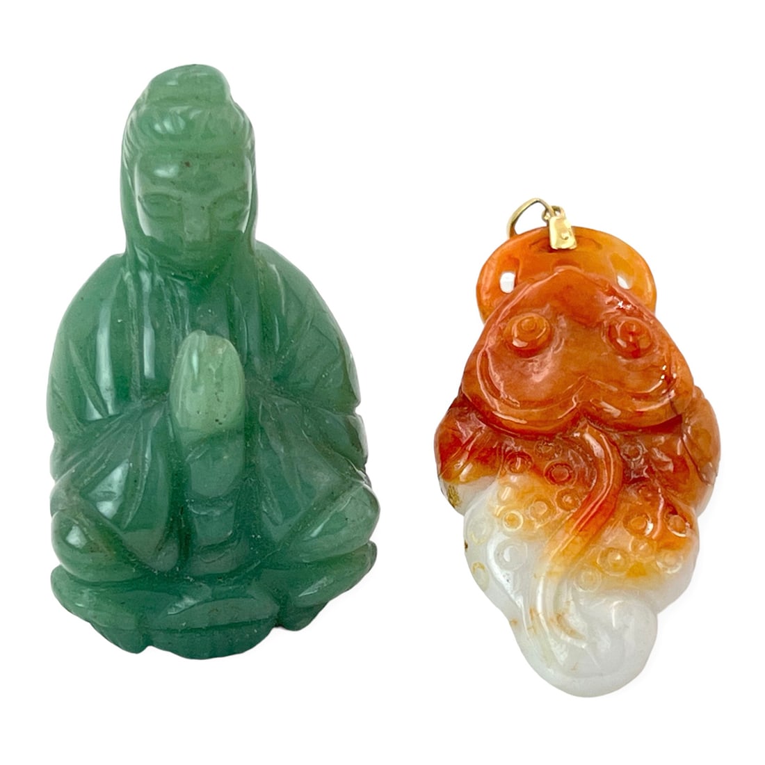 Lot: 14K Jadeite Pendant & Jadeite Guan Yin Figure (1 of 3)