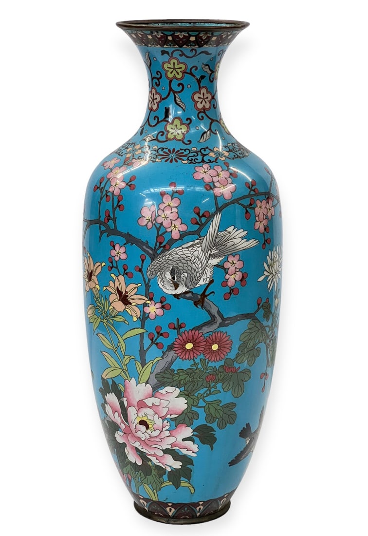 Large Old Asian Blue Cloisonne Vase. (1 of 5)