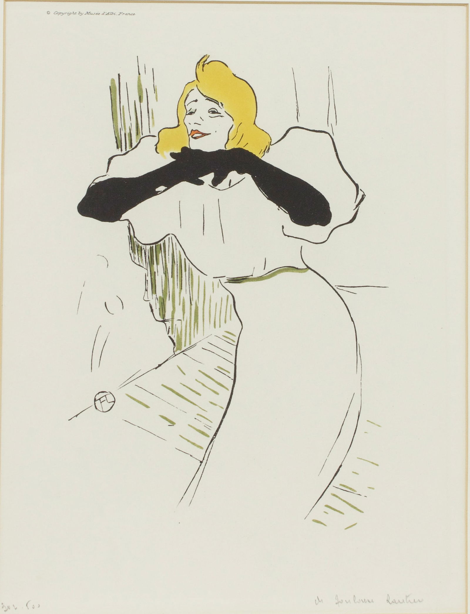 Yvette Guilbert, Print by Henri Toulouse-Lautrec. (1 of 7)