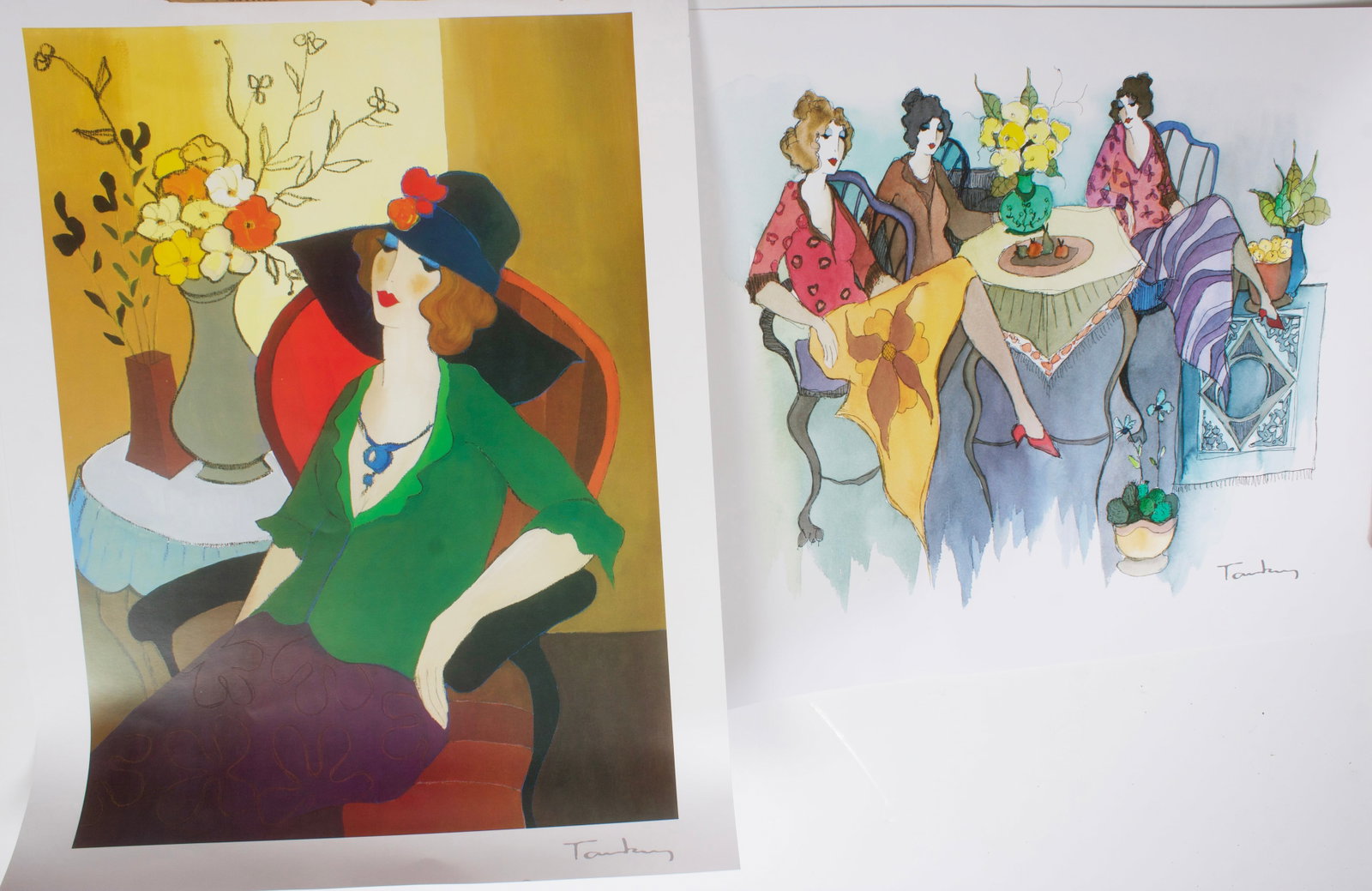 Pr. of Unframed Tarkay Seriolithographs.: Itzchak Tarkay (1935-2012). This lot contains two unframed prints titled: "Blissful Moments" and "Happy Recollection". Both come with Certificates of Authenticity from Park West Gallery. They have bee