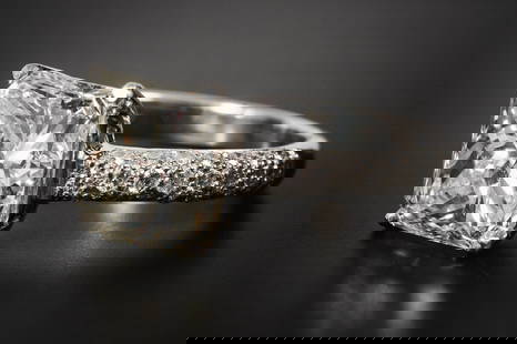 Platinum Ring w/ 5.02 Carat Diamond, GIA Certified: The Ring comes with a Certificate from GIA, which describes the diamond as a Cut-Cornered Square Modified Brilliant Cut Diamond, measuring 9.61mm x 9.44mm x 6.82mm. It weighs 5.02 Carat, with a