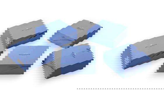 Wedgwood "Royal Lapis" 70 Pc. China Set.: They are cream-colored dishes with royal blue and gold borders. The Set includes the following: 14 dinner plates, 14 salad plates, 14 coffee cups, 14 coffee saucers, and 14 bread and butter plates.