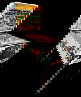 Williams "Hot Tip" Pinball Machine, As Is.: It has a horse racing theme. The machine powers up and lights up, but does not work consistently. Once the ball hits a rubber band, the flippers do not operate. Therefore, the machine will need a