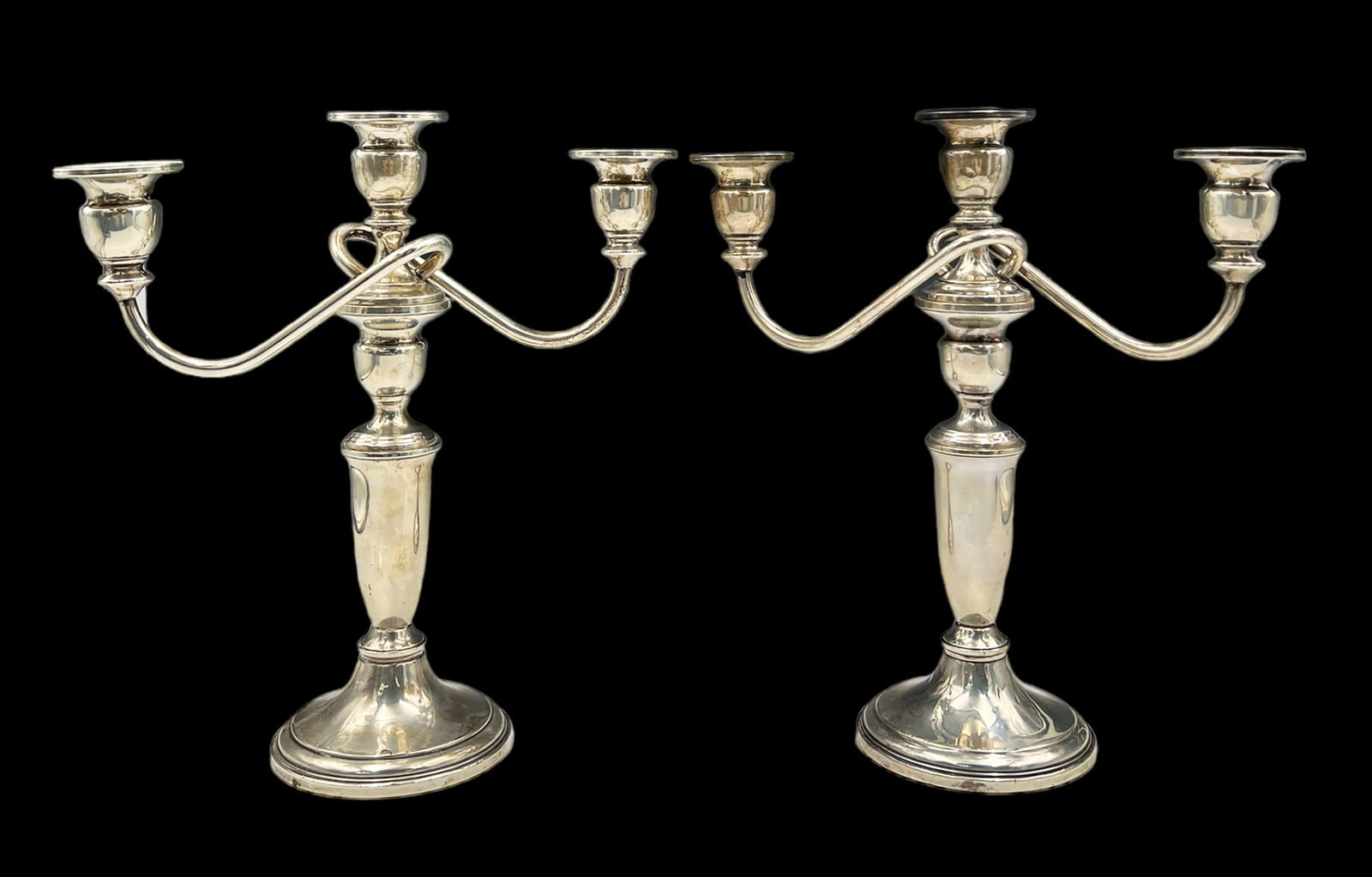 Pair of 3-Arm Sterling Silver Candelabra. (1 of 4)
