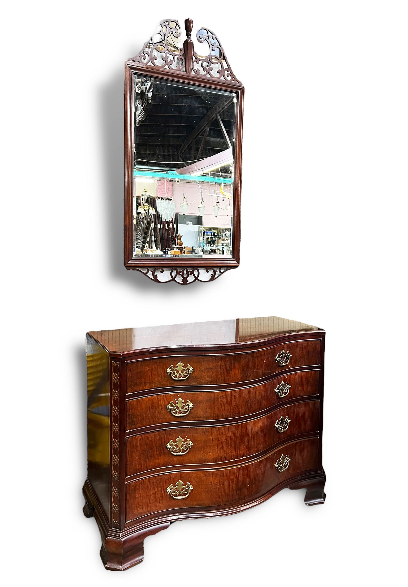 Baker Mahogany Dresser & Mirror. (1 of 3)