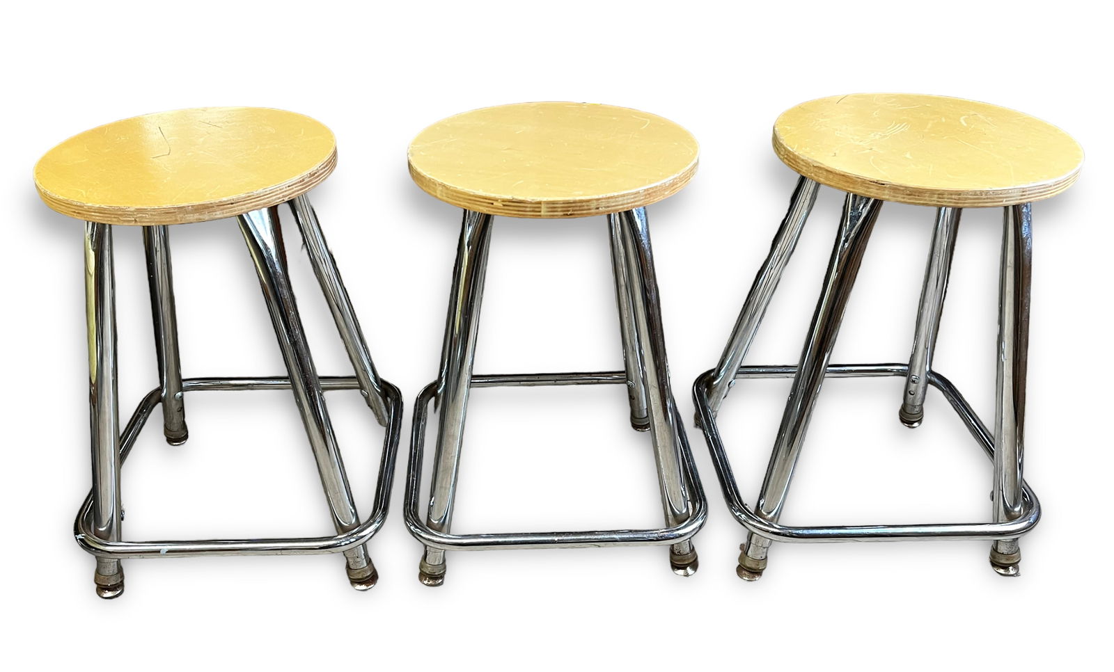 Set of Three Small Chrome Stools. (1 of 1)
