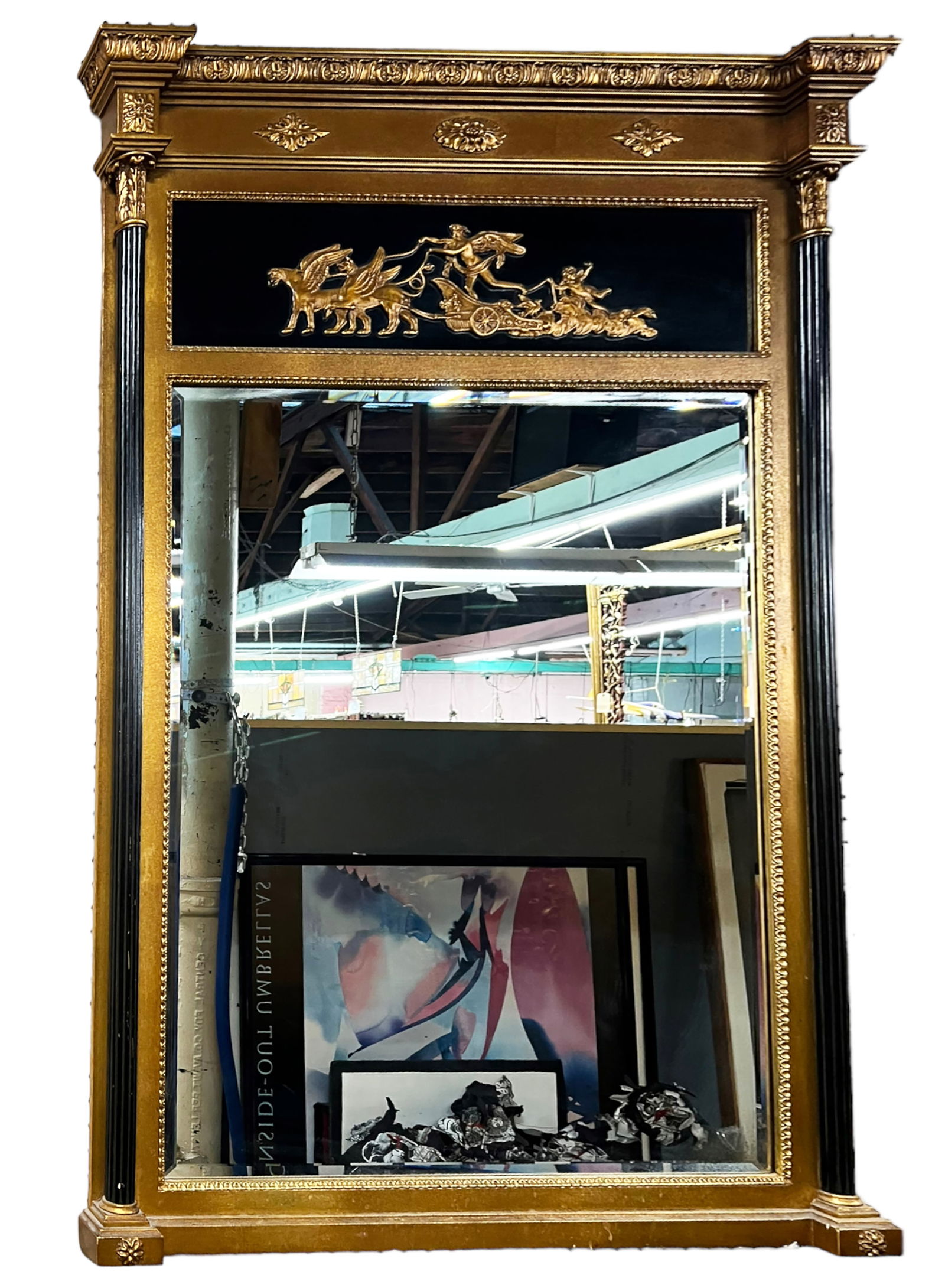 Large Bevelled Neoclassical Style Mirror. (1 of 2)