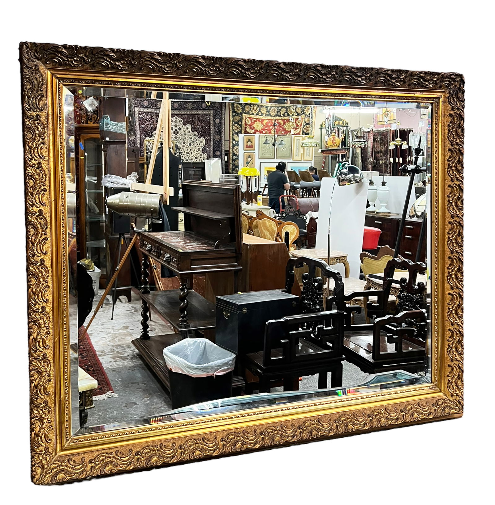 Large Bevelled Wall Mirror. (1 of 2)